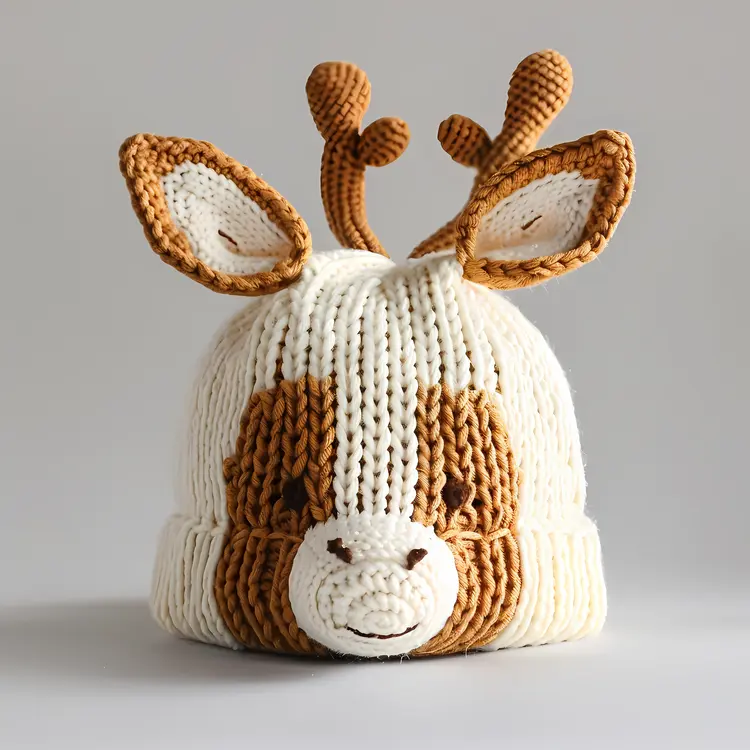 Knitted Reindeer Hat with Antlers