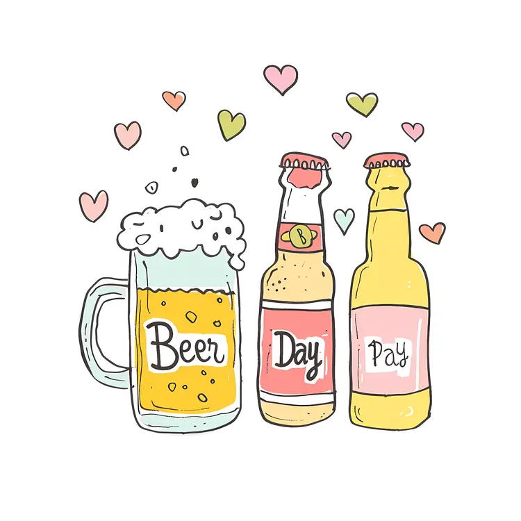Beer Day Celebration with Bottles and Mugs
