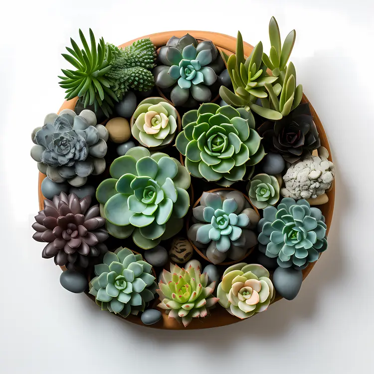 Colorful Succulents in a Circular Arrangement