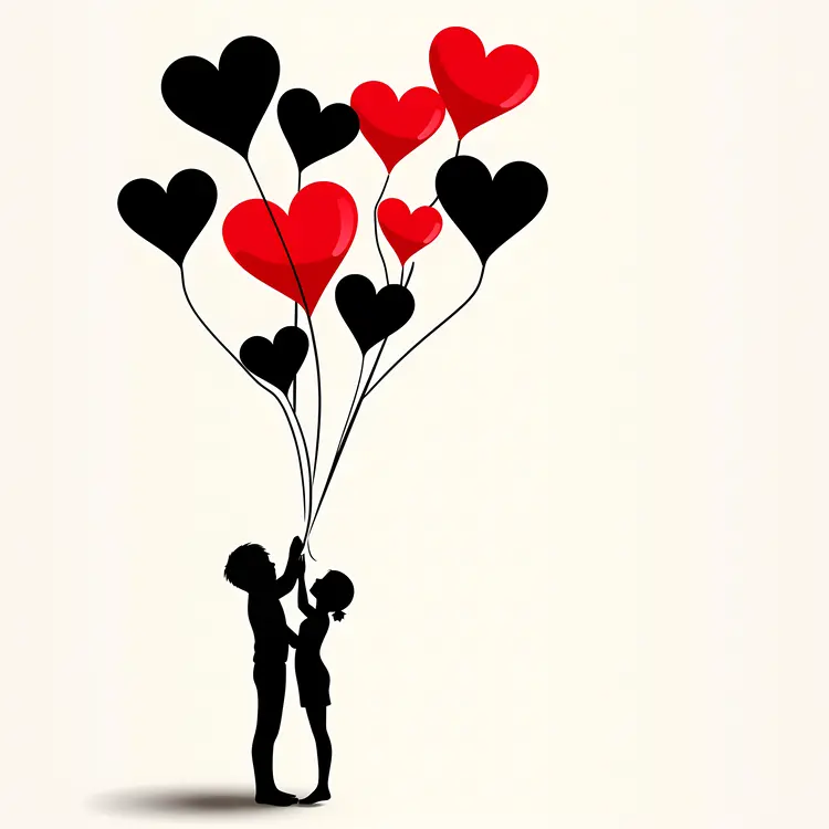 Children Holding Heart Balloons