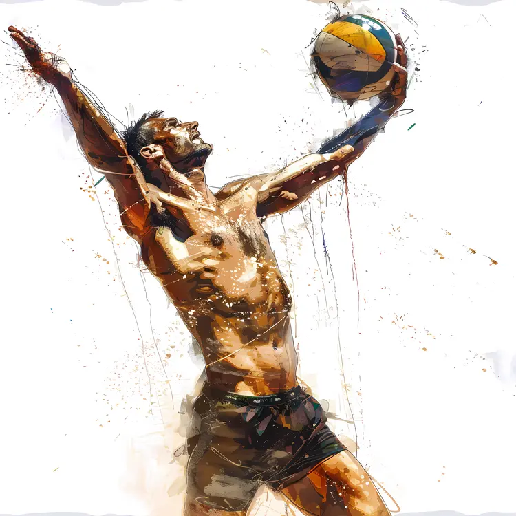 Artistic Volleyball Player Illustration