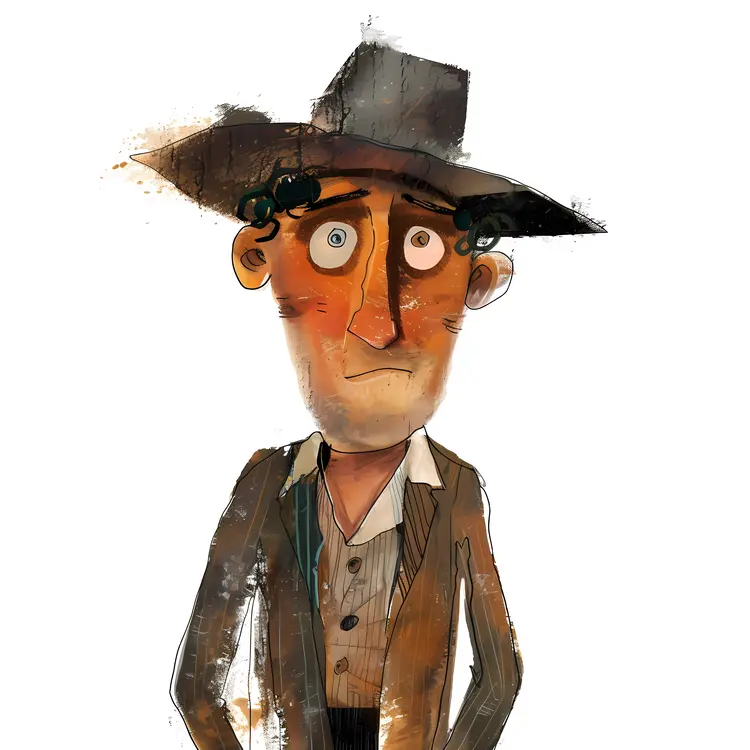 Vintage Cartoon Man in Brown Suit