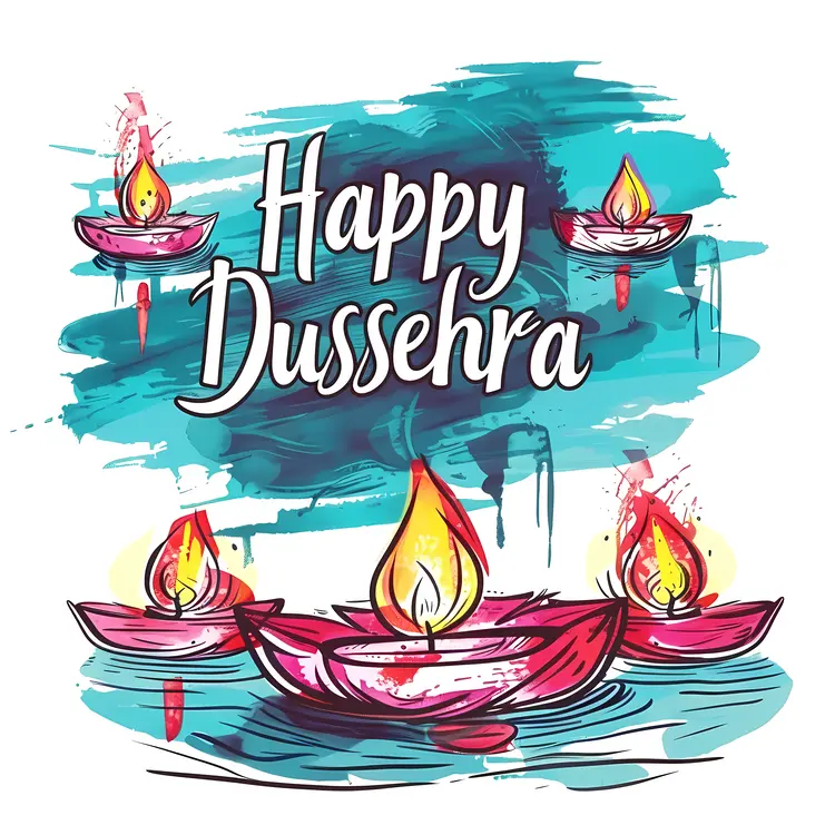 Happy Dussehra with Artistic Diya Lamps