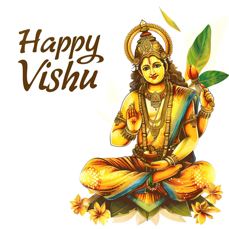 Deity Illustration with Happy Vishu Greeting