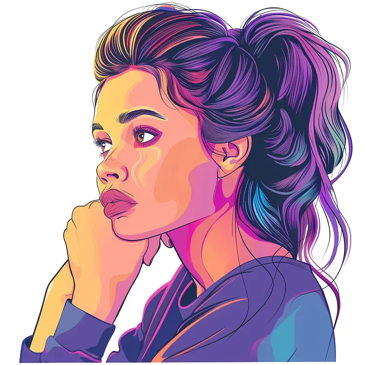 Colorful Thoughtful Woman