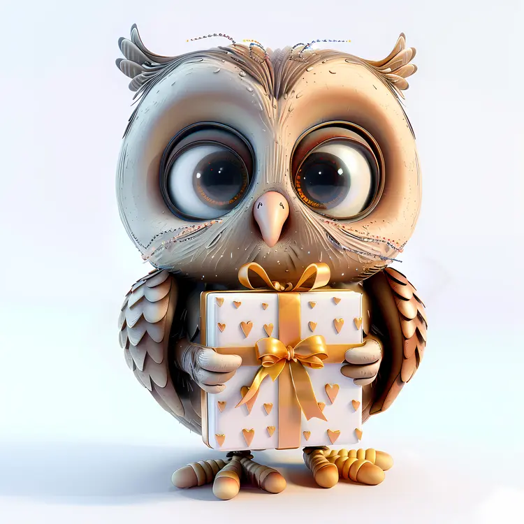 Owl Holding a Gift
