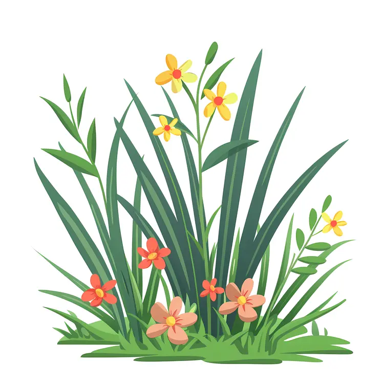 Flowers and Grass Illustration