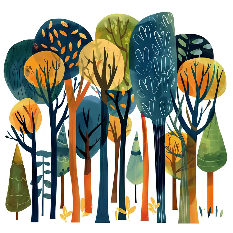Colorful Forest with Vibrant Trees