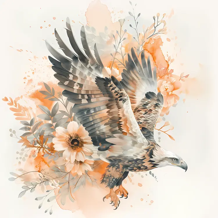 Eagle with Floral Background