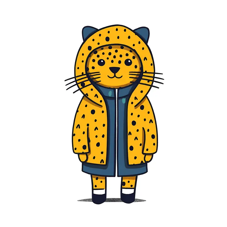 Adorable Leopard in a Yellow Hood