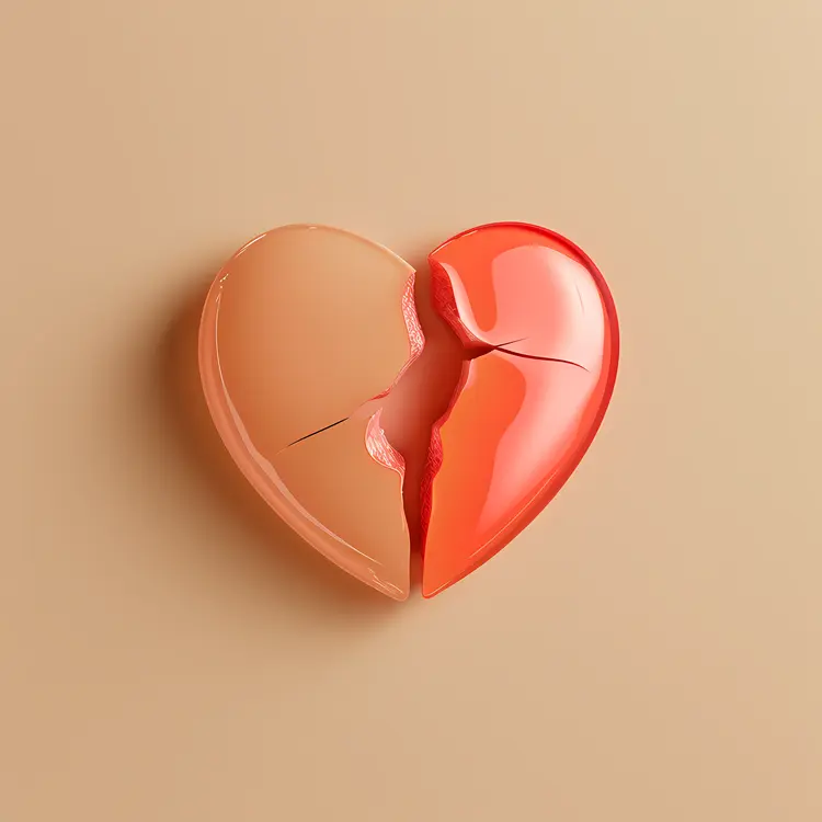 Orange and Beige Broken Heart