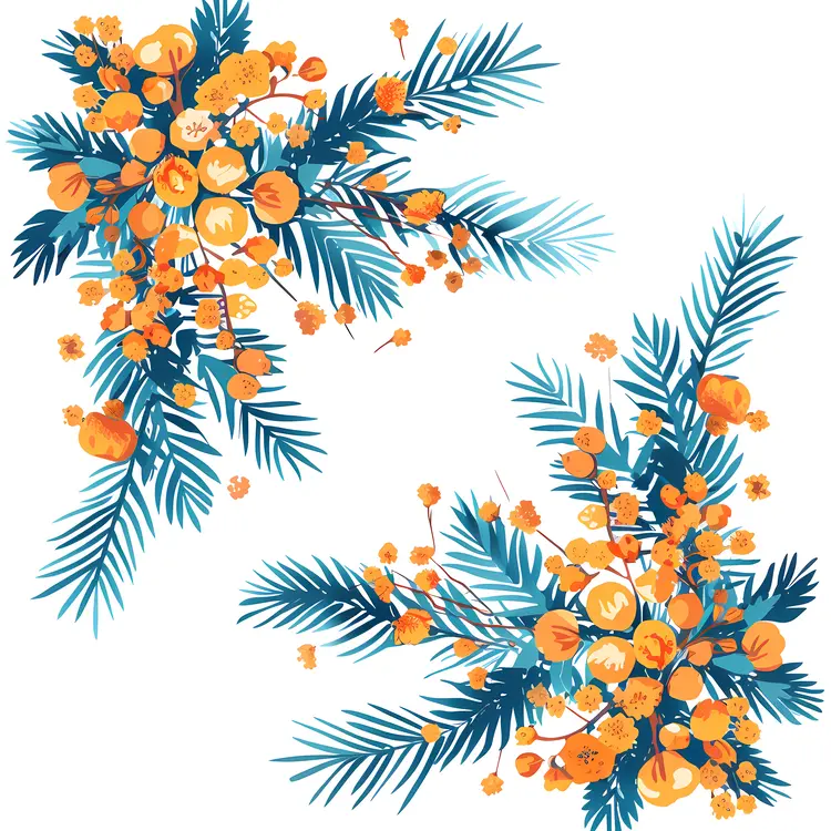 Orange Flowers with Leaves