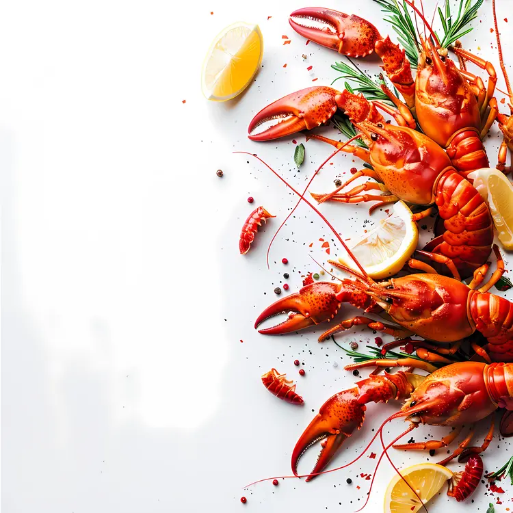 Cooked Crawfish with Lemon on Plate