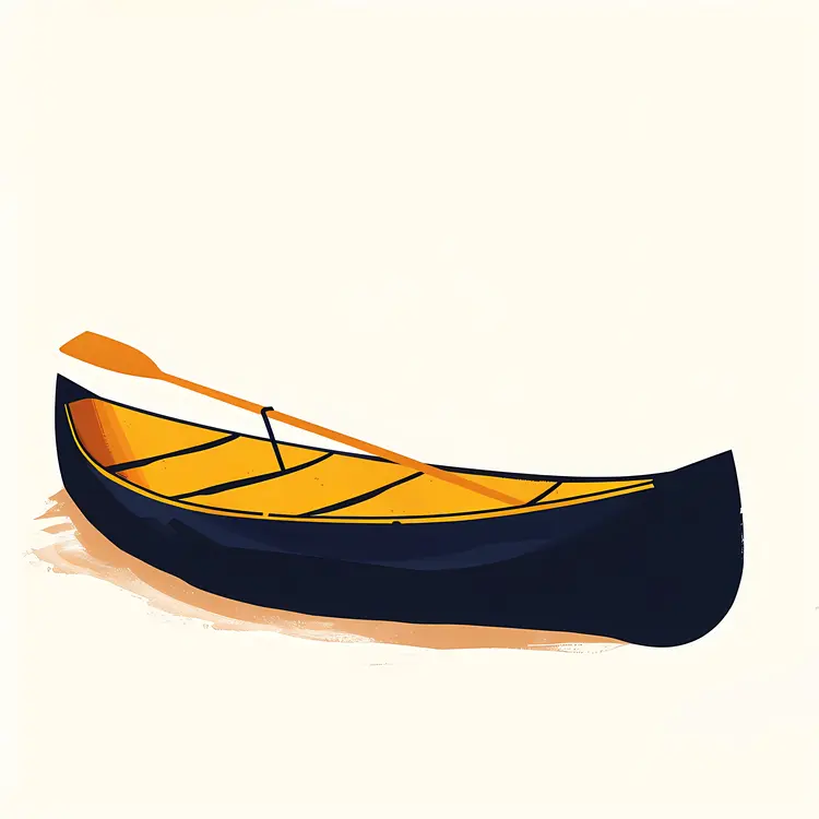 Yellow and Blue Canoe with Paddle