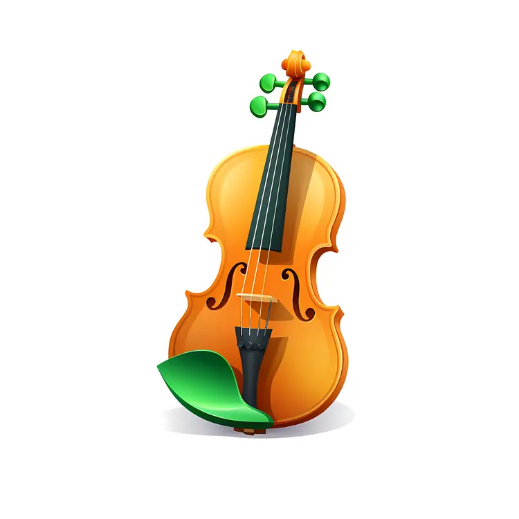 Violin with Green Leaves