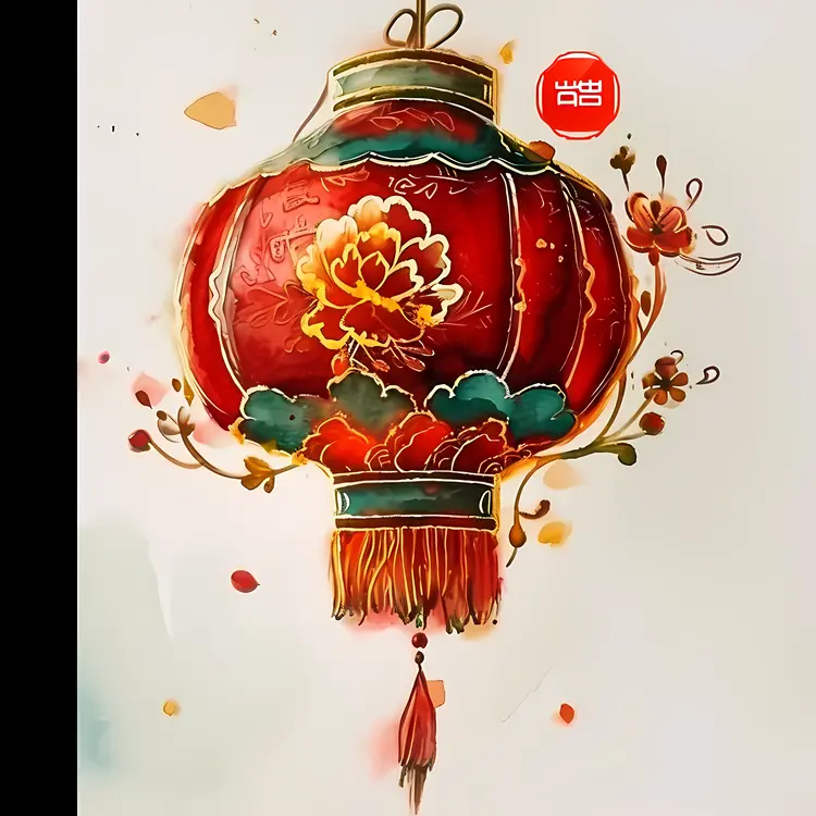 Elegant Red Lantern with Floral Pattern