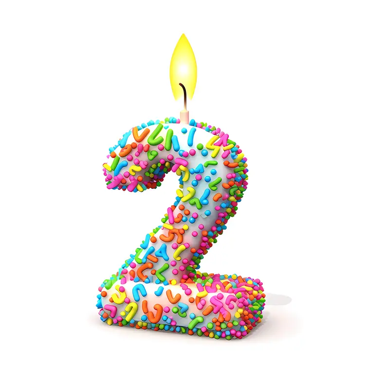 Colorful Number 2 Birthday Candle