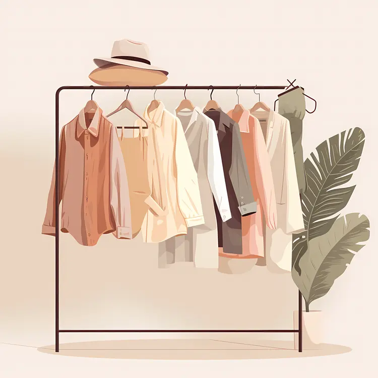 Stylish Clothing Rack with Shirts