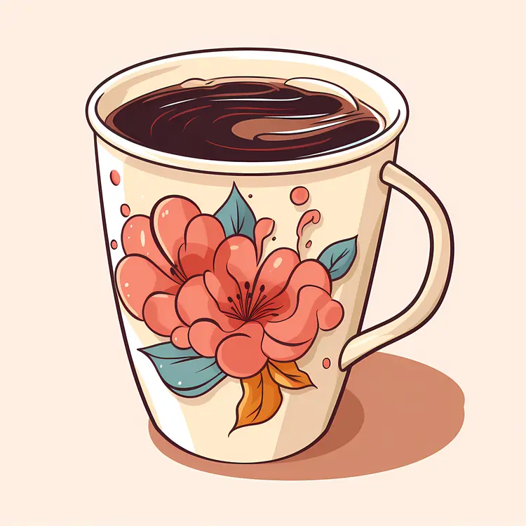 Floral Cup with Hot Drink
