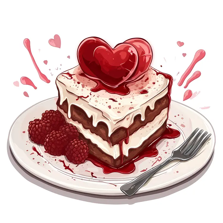 Raspberry Cake with Heart Decoration