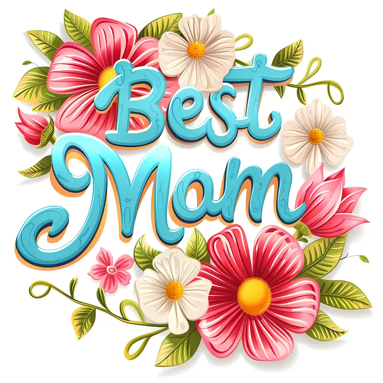 Best Mom Floral Illustration