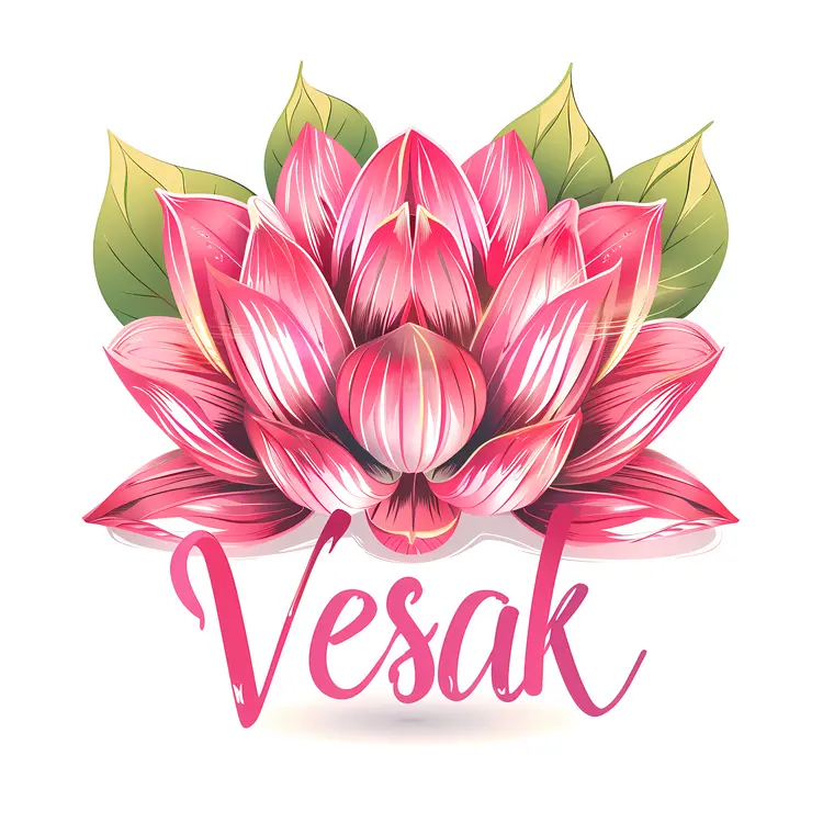 Pink Lotus Flower with Vesak Text