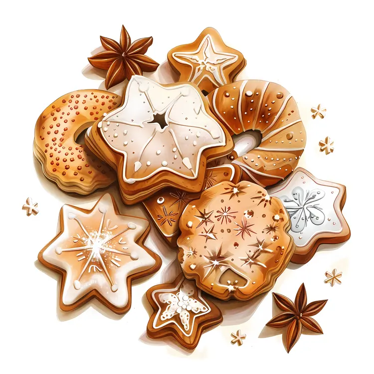 Assorted Christmas Cookies in Star Shapes