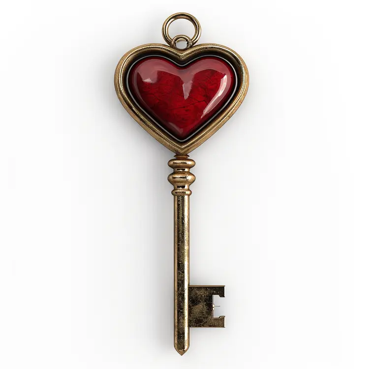 Classic Red Heart Key with Timeless Appeal