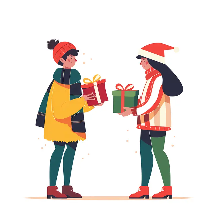 Friends Exchanging Gifts