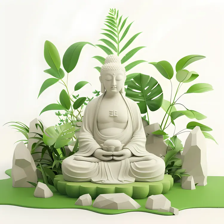 Buddha Statue with Greenery