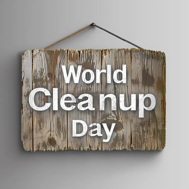 World Cleanup Day Wooden Sign