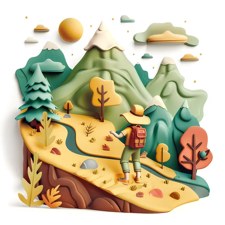 Hiker in Colorful Mountain Landscape