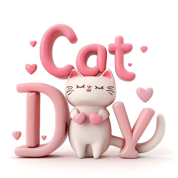 Cute Cat with Hearts