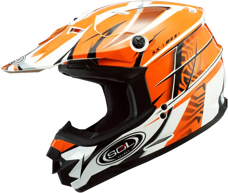 Orange and White Motorcycle Helmet