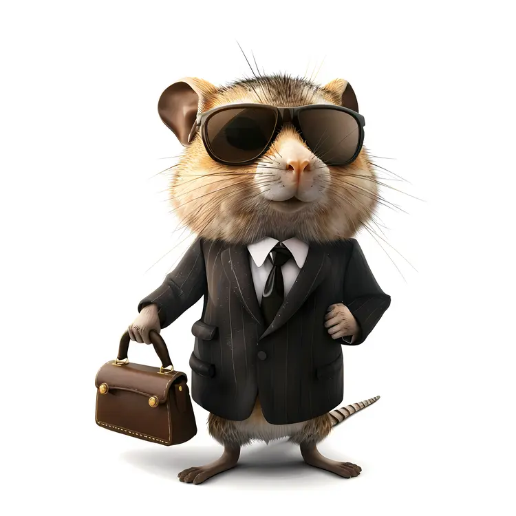 Business Mouse in Suit with Briefcase