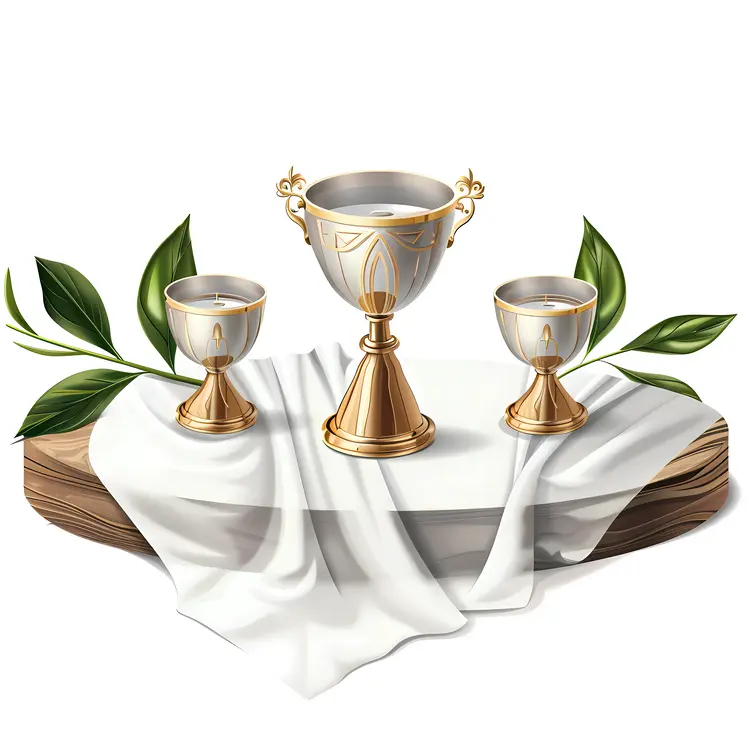 Golden Goblets with White Cloth