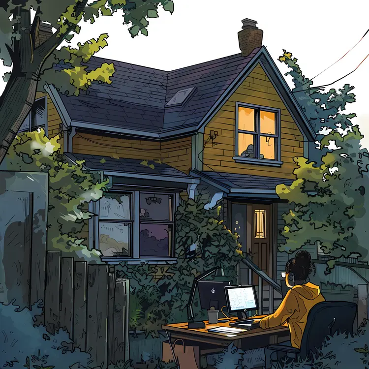 House with Garden and Outdoor Workspace