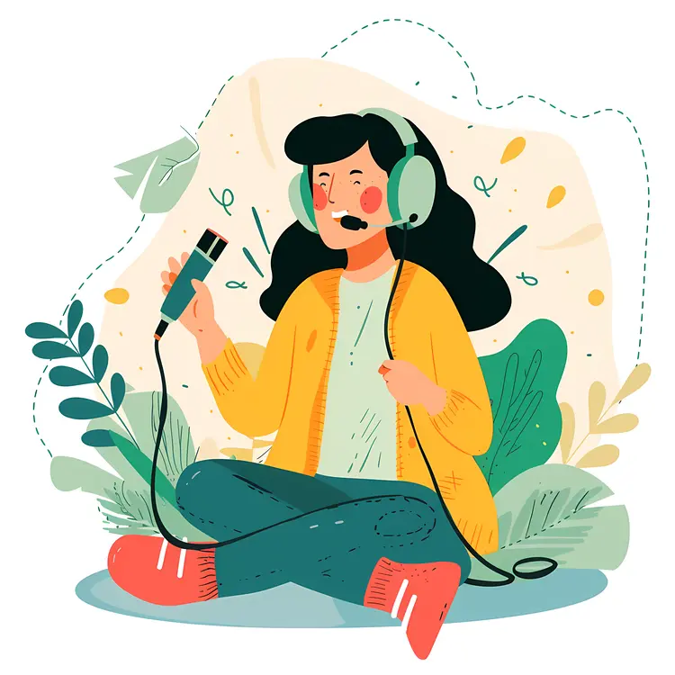 Podcaster Sitting with Microphone