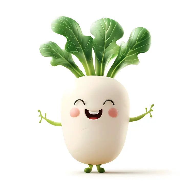 Happy White Radish Cartoon