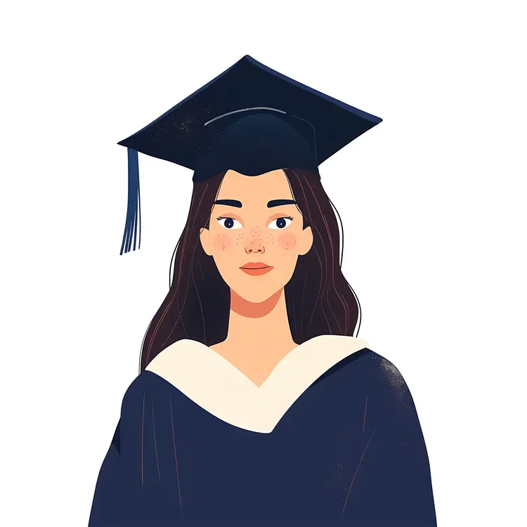 Cartoon Girl in Graduation Cap