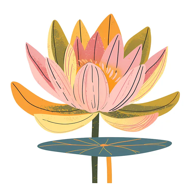 Colorful Lotus Flower Illustration