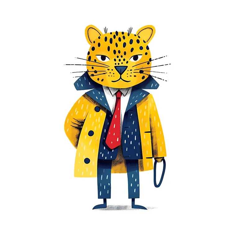 Stylish Leopard in a Yellow Coat