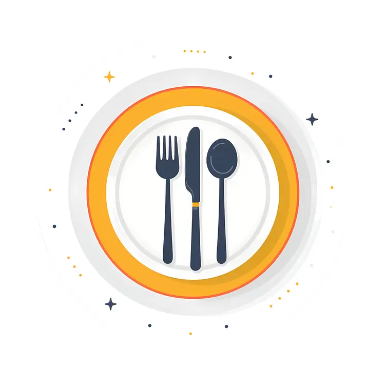 Illustrated Plate with Cutlery