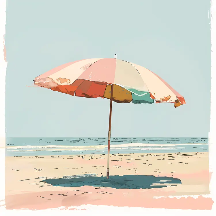Beach Umbrella on Sandy Beach