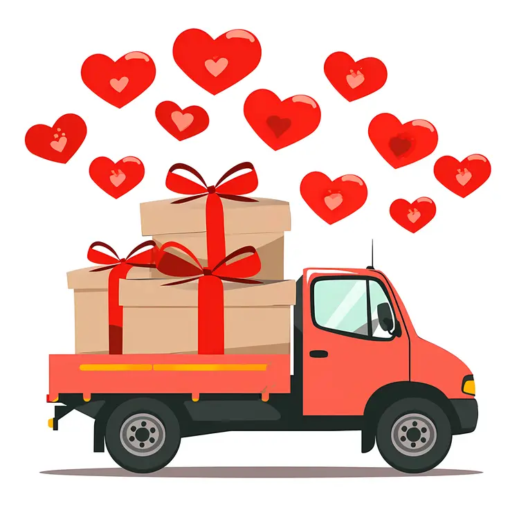 Gift Truck with Hearts
