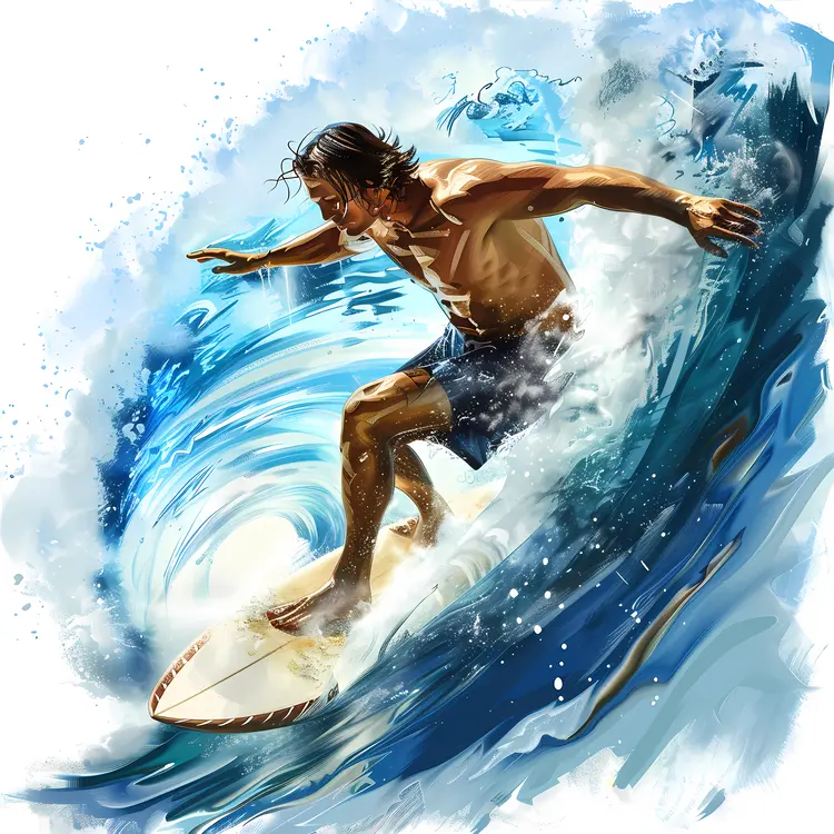 Surfer Riding a Wave