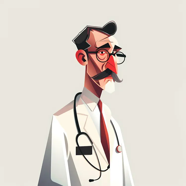 Doctor with Glasses and Stethoscope Illustration
