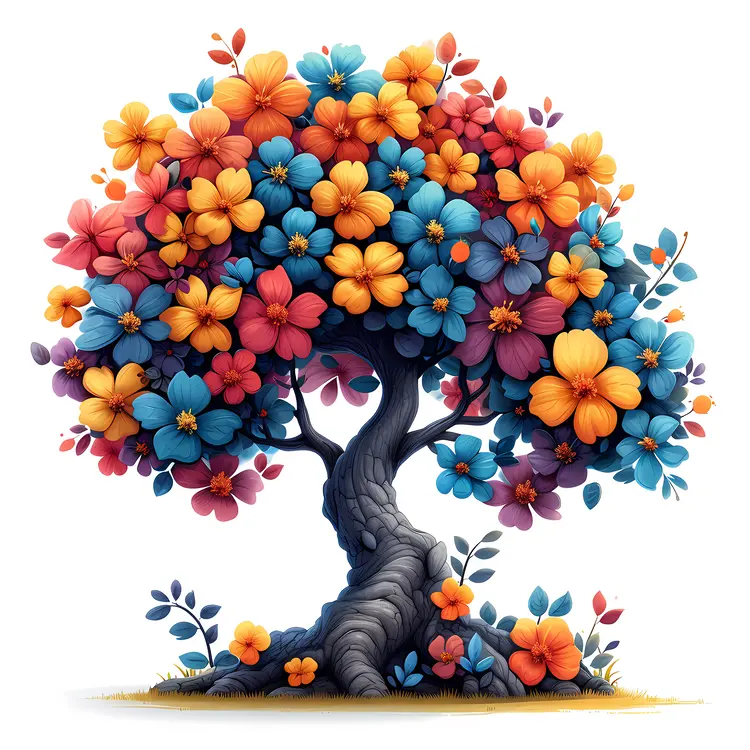 Colorful Flower Tree in Full Bloom