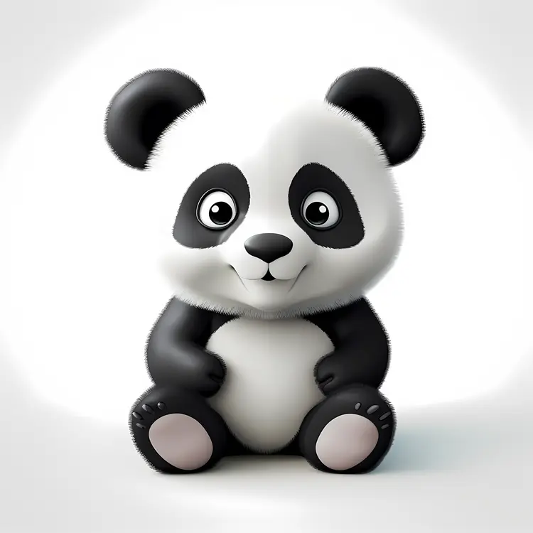 Adorable Sitting Panda Cartoon