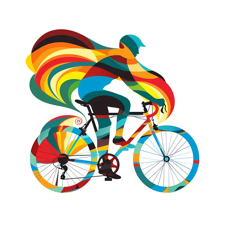 Colorful Cyclist on Bicycle